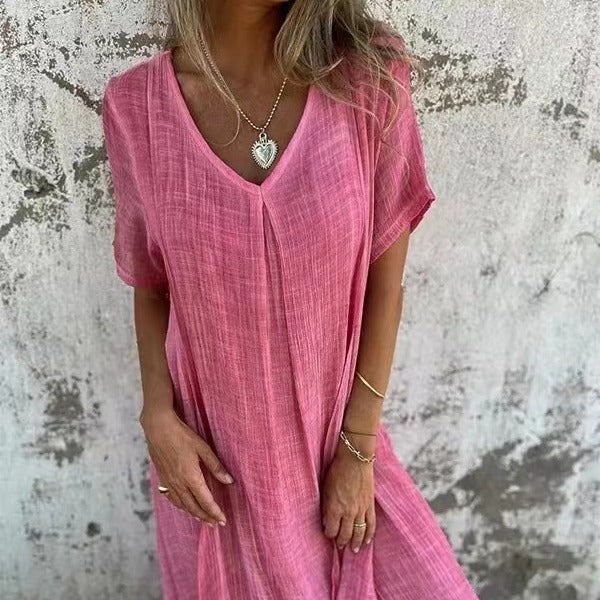 Naia | Robe V en coton et lin