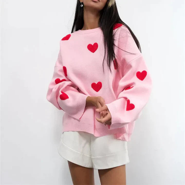 Abigail | Pull Tricoté à Motif Cœur