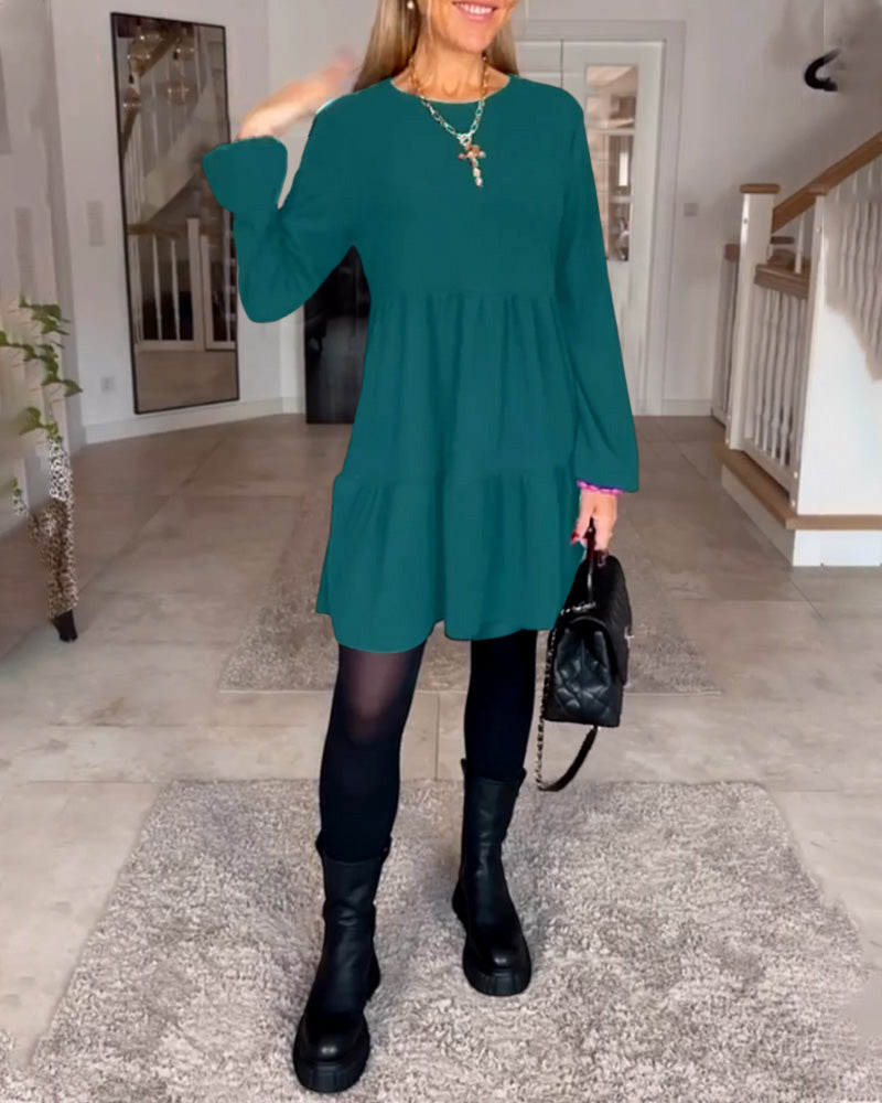 Aïda | Robe Rétro Simple à Manches Longues