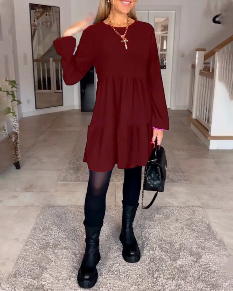 Aïda | Robe Rétro Simple à Manches Longues