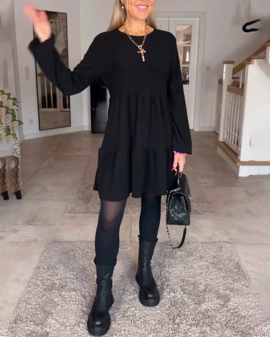 Aïda | Robe Rétro Simple à Manches Longues