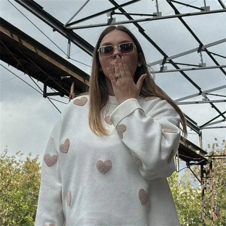 Abigail | Pull Tricoté à Motif Cœur