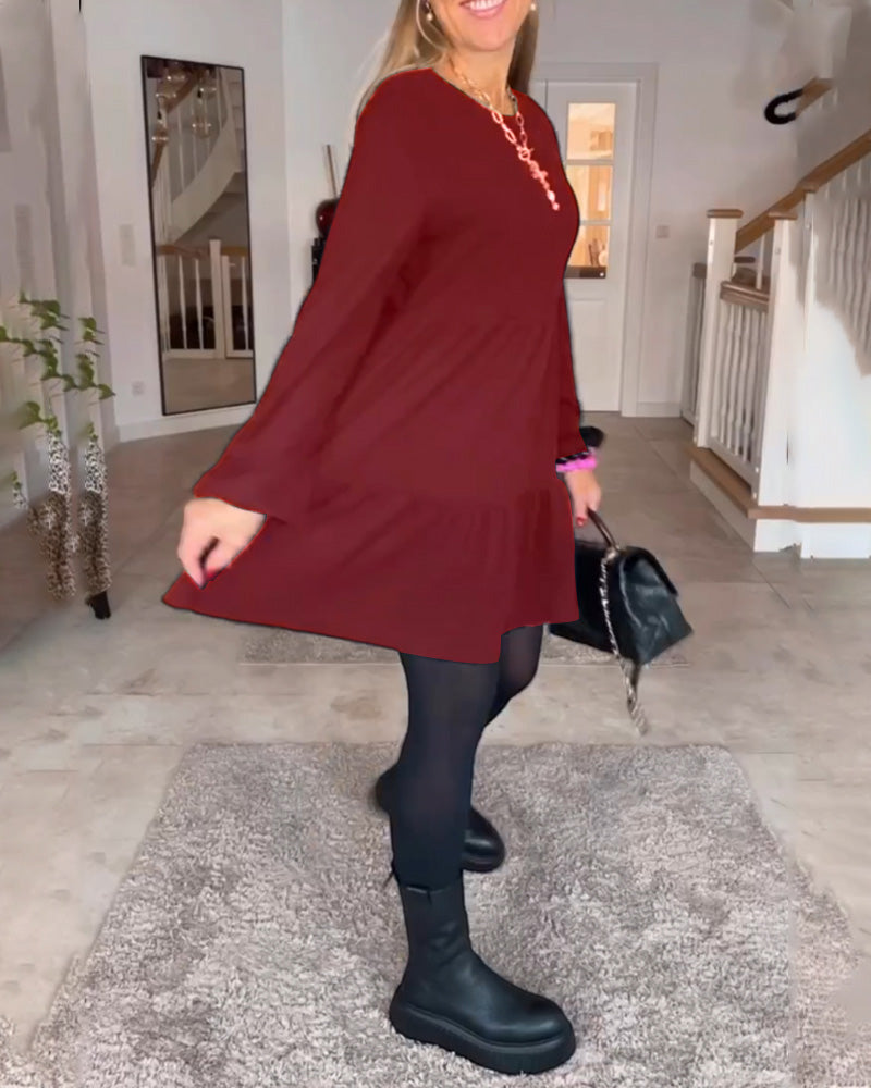 Aïda | Robe Rétro Simple à Manches Longues