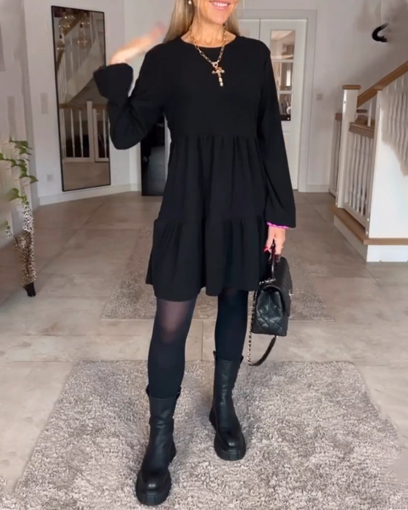 Aïda | Robe Rétro Simple à Manches Longues