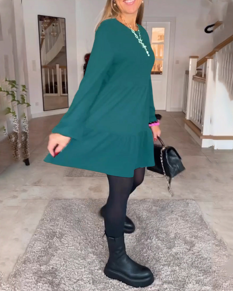 Aïda | Robe Rétro Simple à Manches Longues