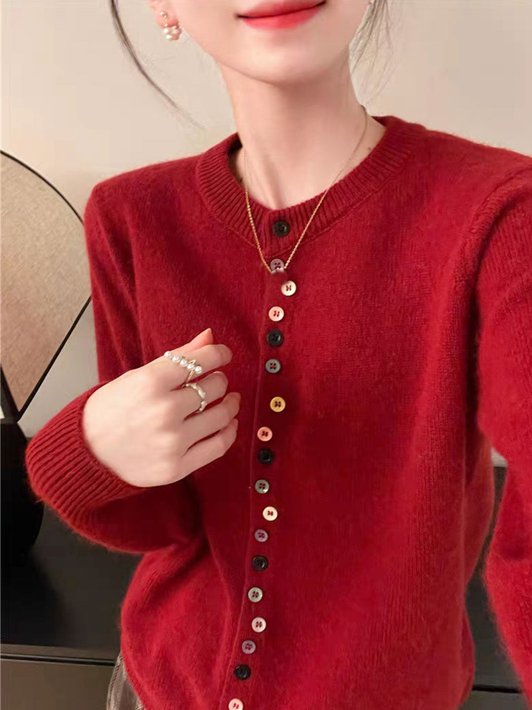 Amelia | Cardigan classique en maille boutonnée