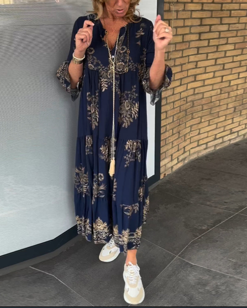 Meline | Robe Vintage Ample à Col V