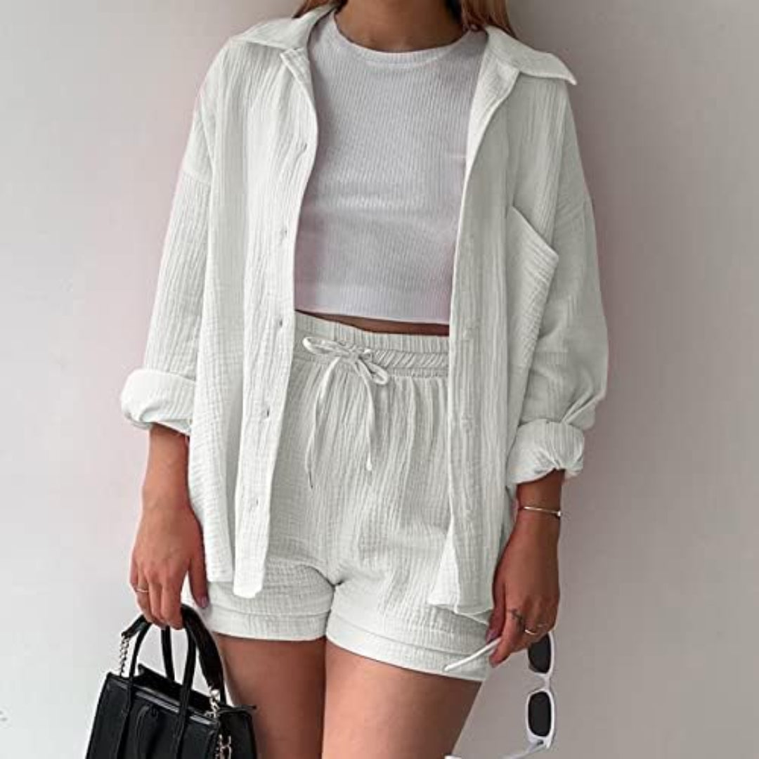 Adélie | Ensemble 2 pièces chemise et short en coton