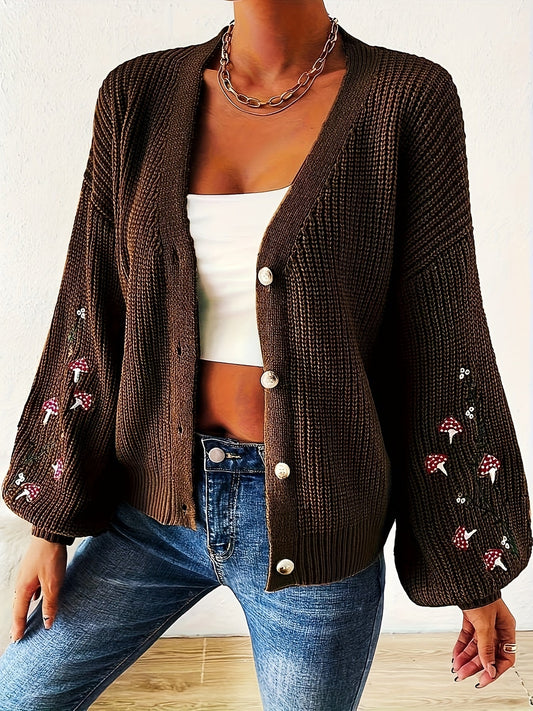 Romilly™ - Cardigan Brodé Champignon