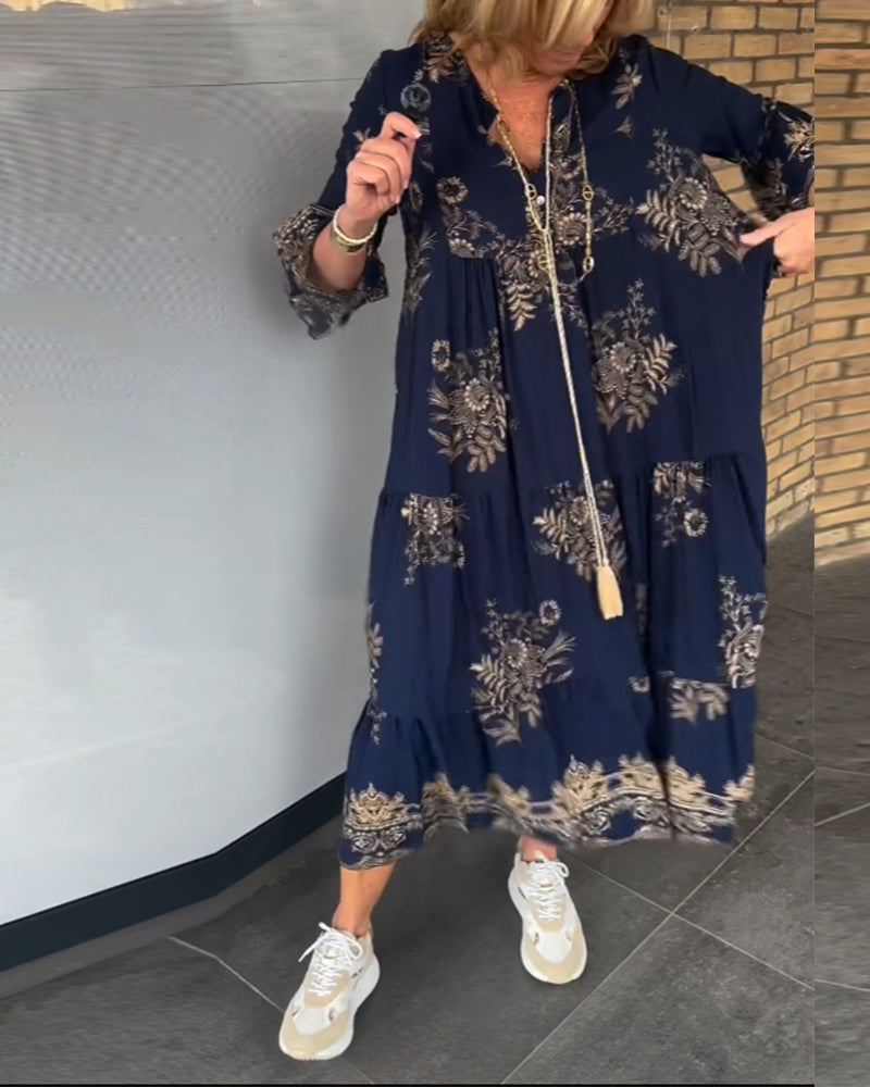 Meline | Robe Vintage Ample à Col V