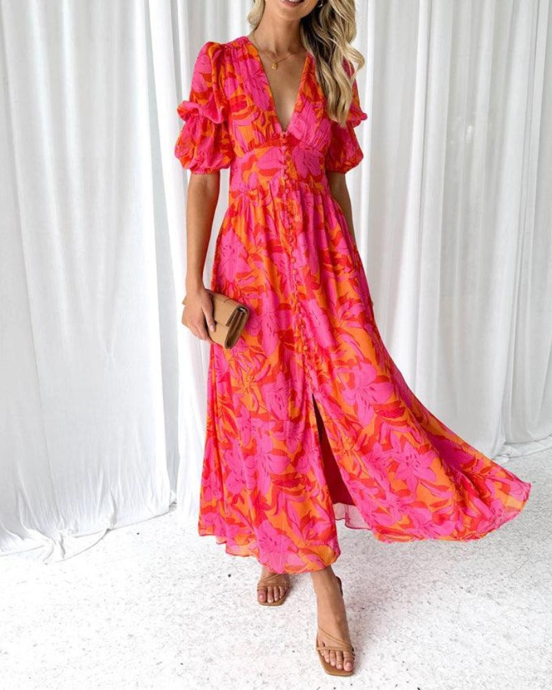 Élise | Robe Maxi Rouge Rose
