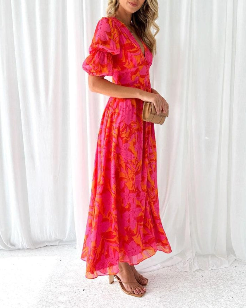 Élise | Robe Maxi Rouge Rose