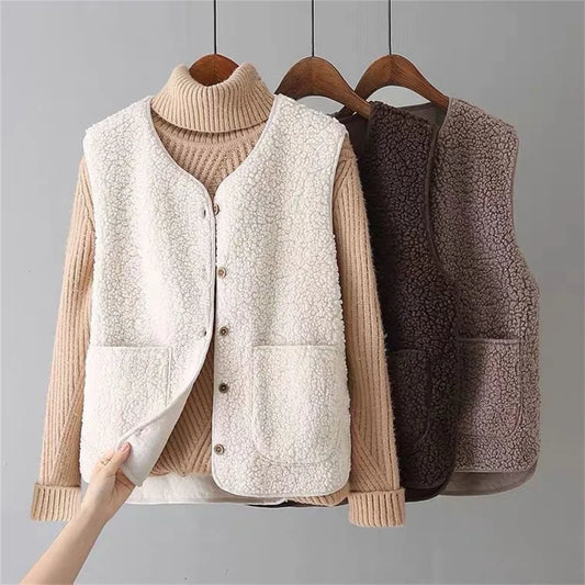 Avriel™ - Manteau sans manches pour femmes en laine d'agneau