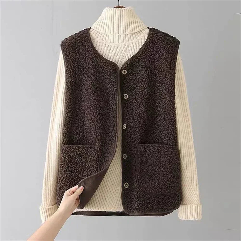 Avriel™ - Manteau sans manches pour femmes en laine d'agneau