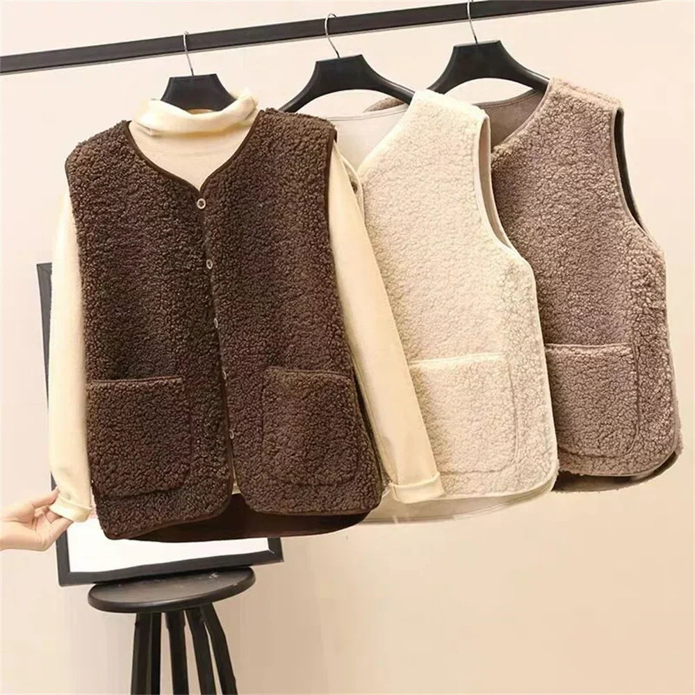 Avriel™ - Manteau sans manches pour femmes en laine d'agneau