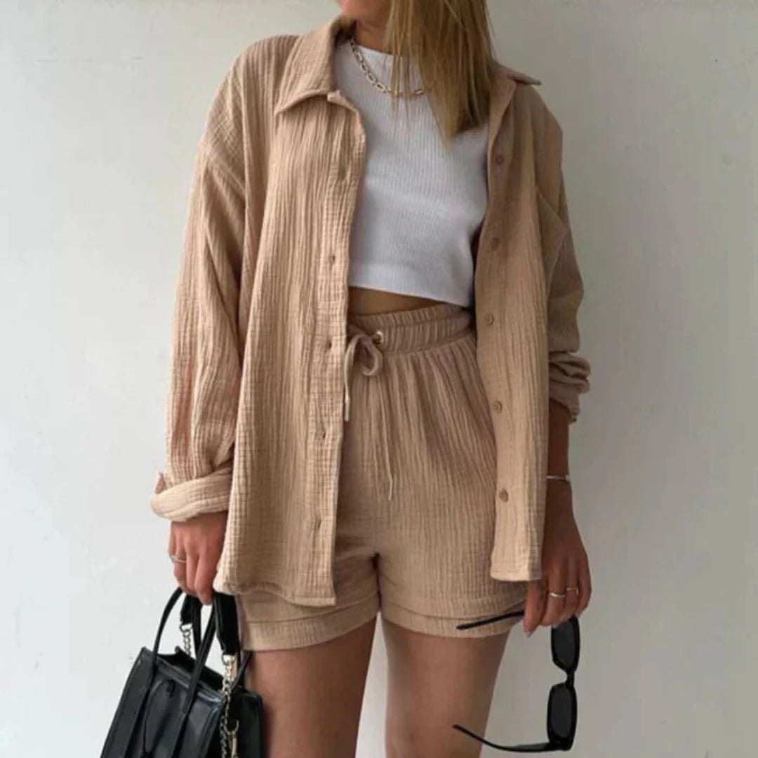 Adélie | Ensemble 2 pièces chemise et short en coton