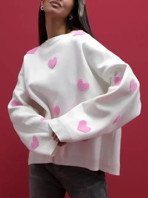 Abigail | Pull Tricoté à Motif Cœur