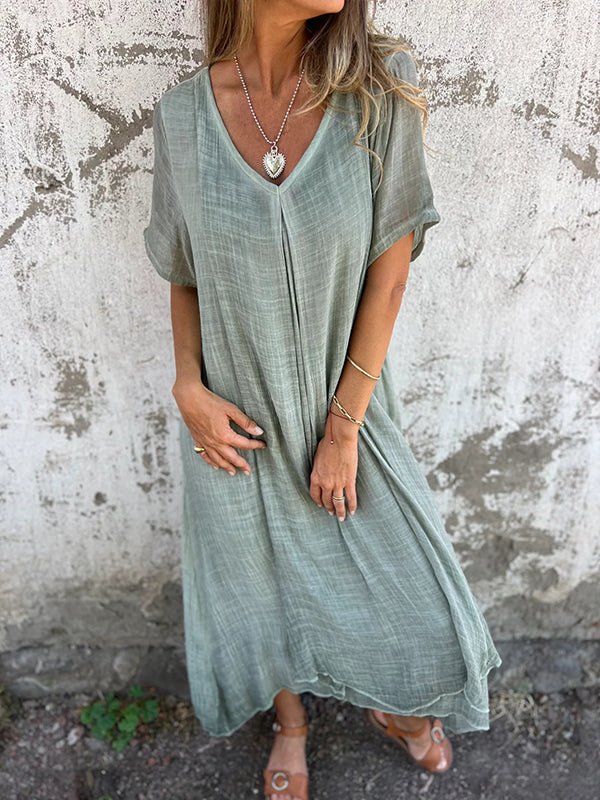 Naia | Robe V en coton et lin