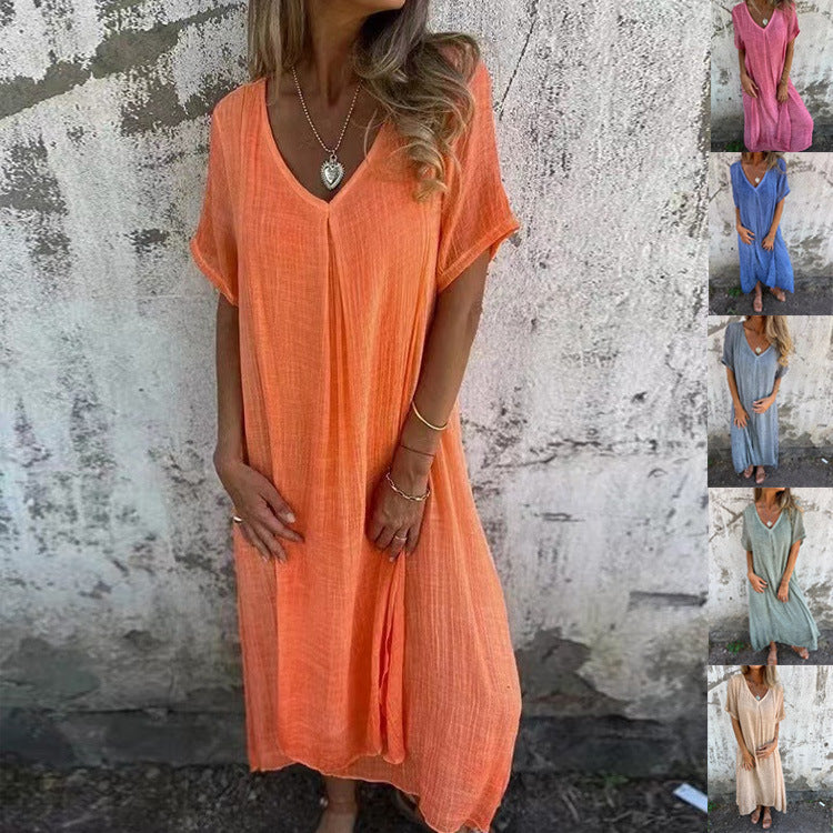 Naia | Robe V en coton et lin
