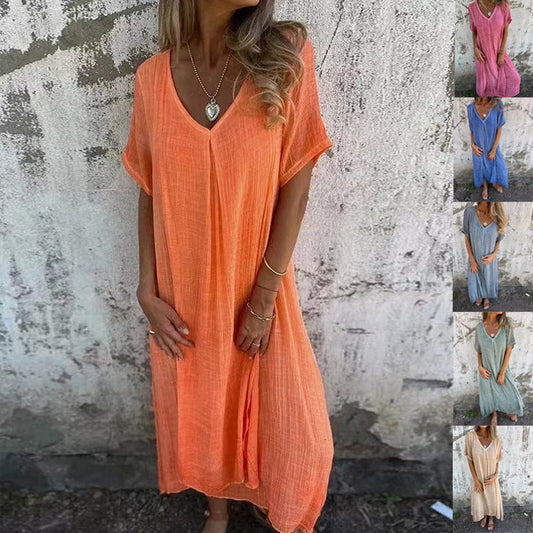 Naia | Robe V en coton et lin