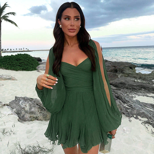 Ariane™ | Robe élégante à manches longues et jupe fluide pour femme