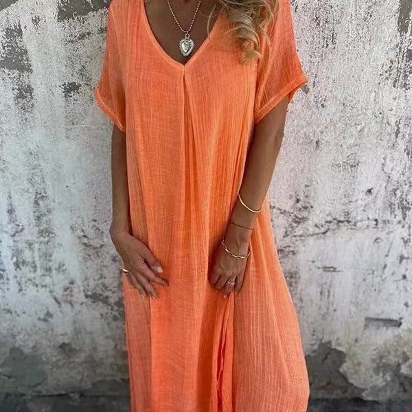 Naia | Robe V en coton et lin