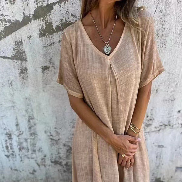 Naia | Robe V en coton et lin