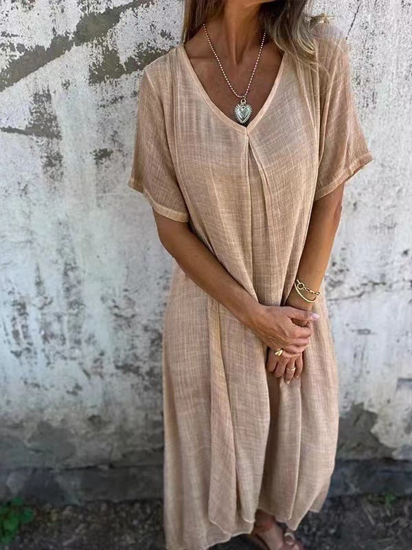 Naia | Robe V en coton et lin