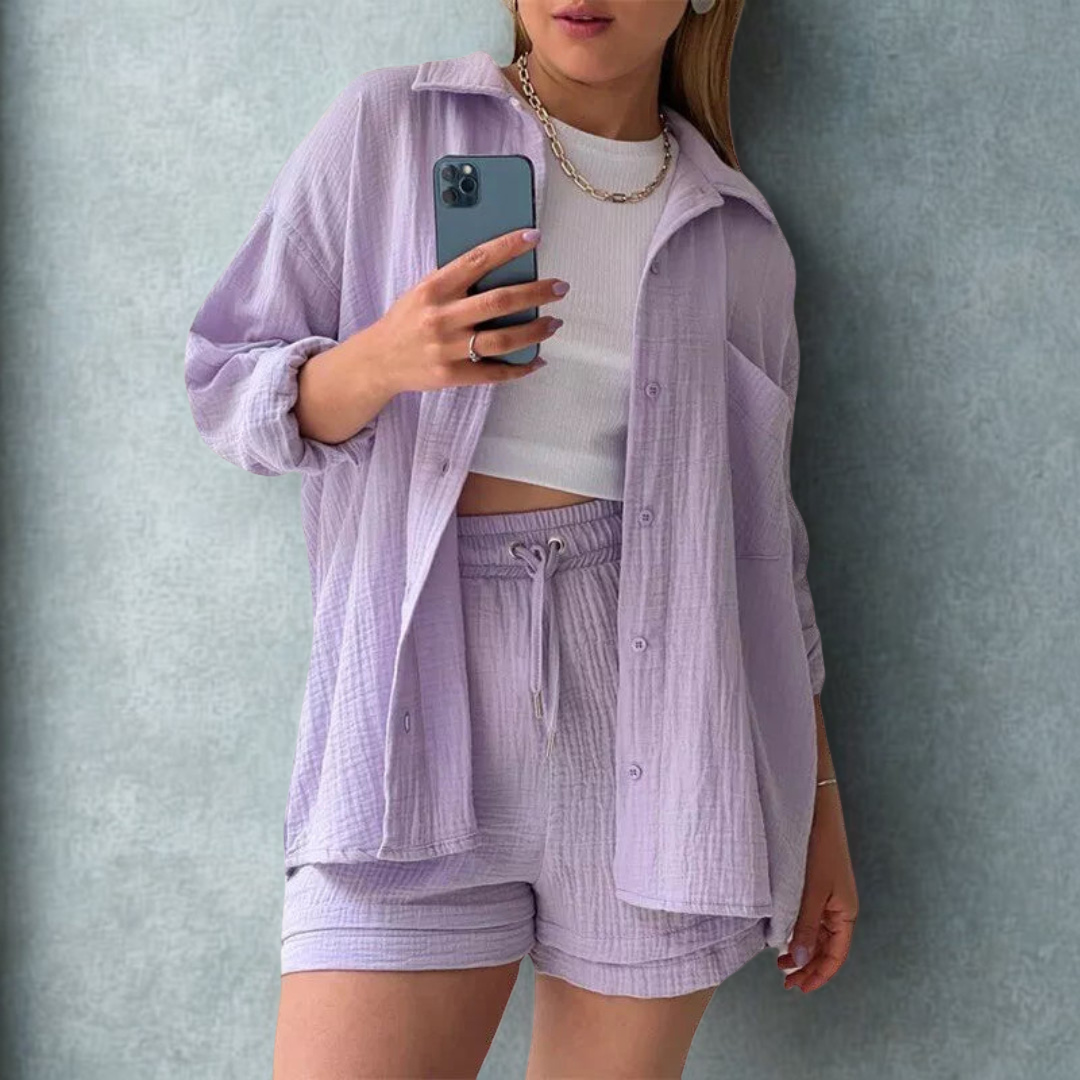 Adélie | Ensemble 2 pièces chemise et short en coton