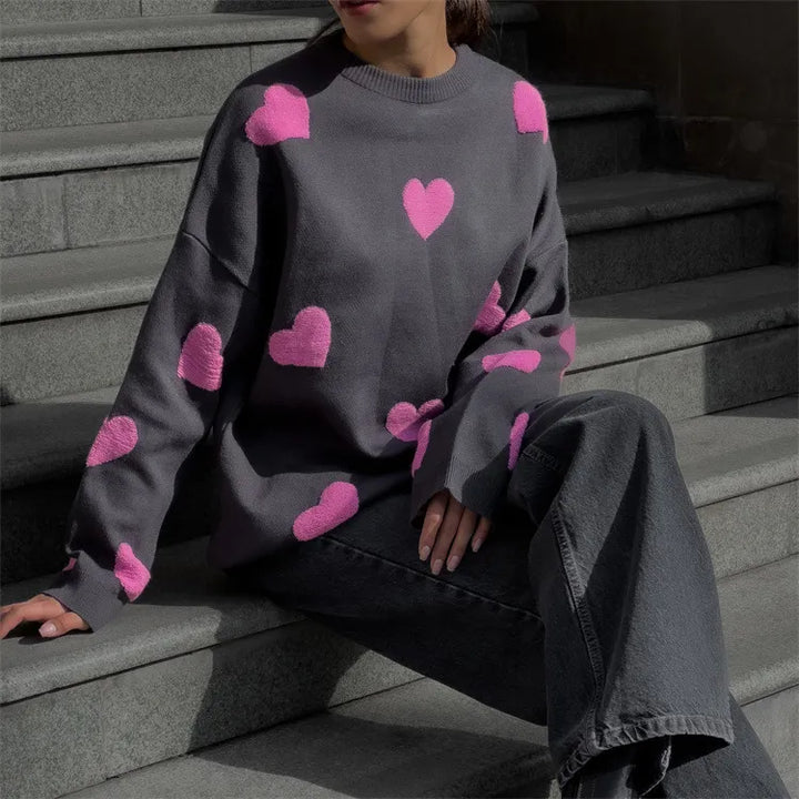Abigail | Pull Tricoté à Motif Cœur