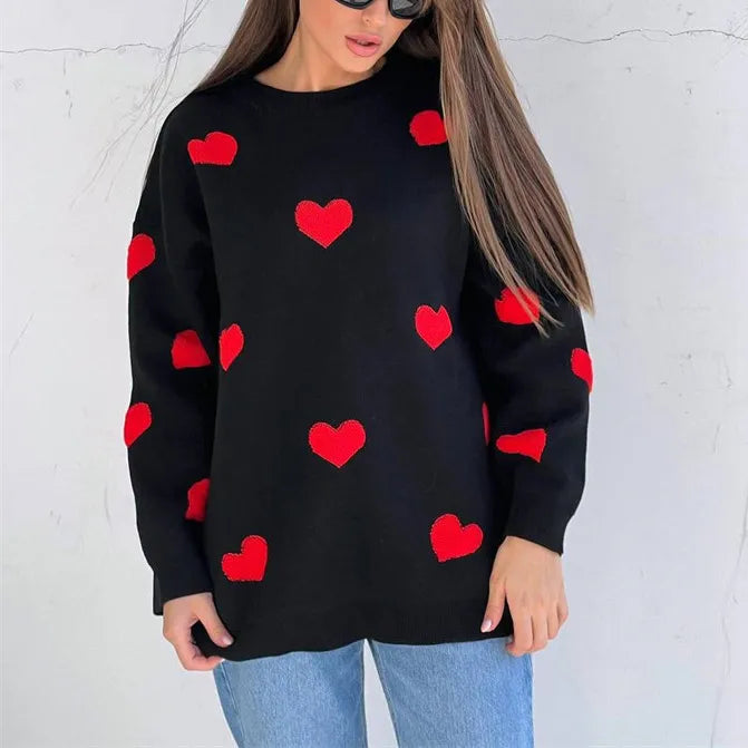 Abigail | Pull Tricoté à Motif Cœur