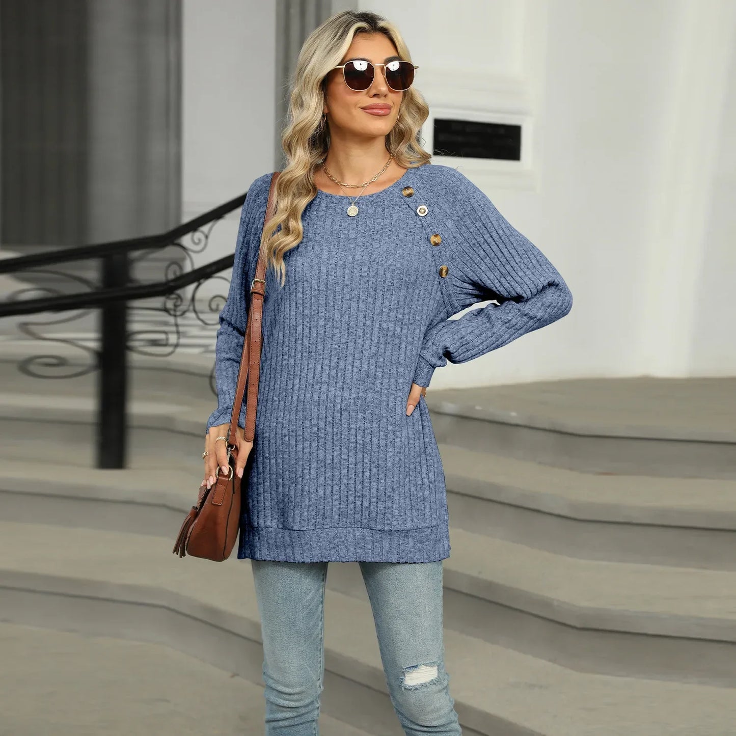 Aline™ - Pull élégant pour femme avec boutons décoratifs