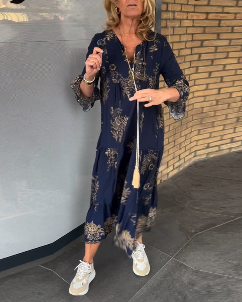 Meline | Robe Vintage Ample à Col V