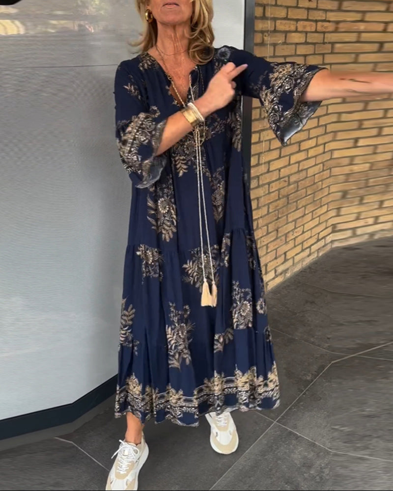 Meline | Robe Vintage Ample à Col V