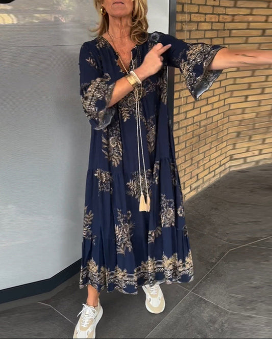 Meline | Robe Vintage Ample à Col V