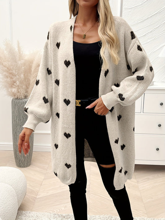 Rochelle™ - Cardigan Tricot à Motif Cœur