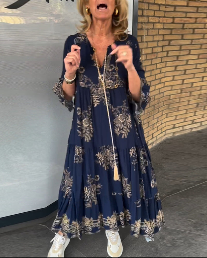 Meline | Robe Vintage Ample à Col V