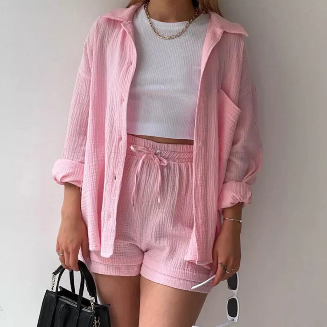 Adélie | Ensemble 2 pièces chemise et short en coton