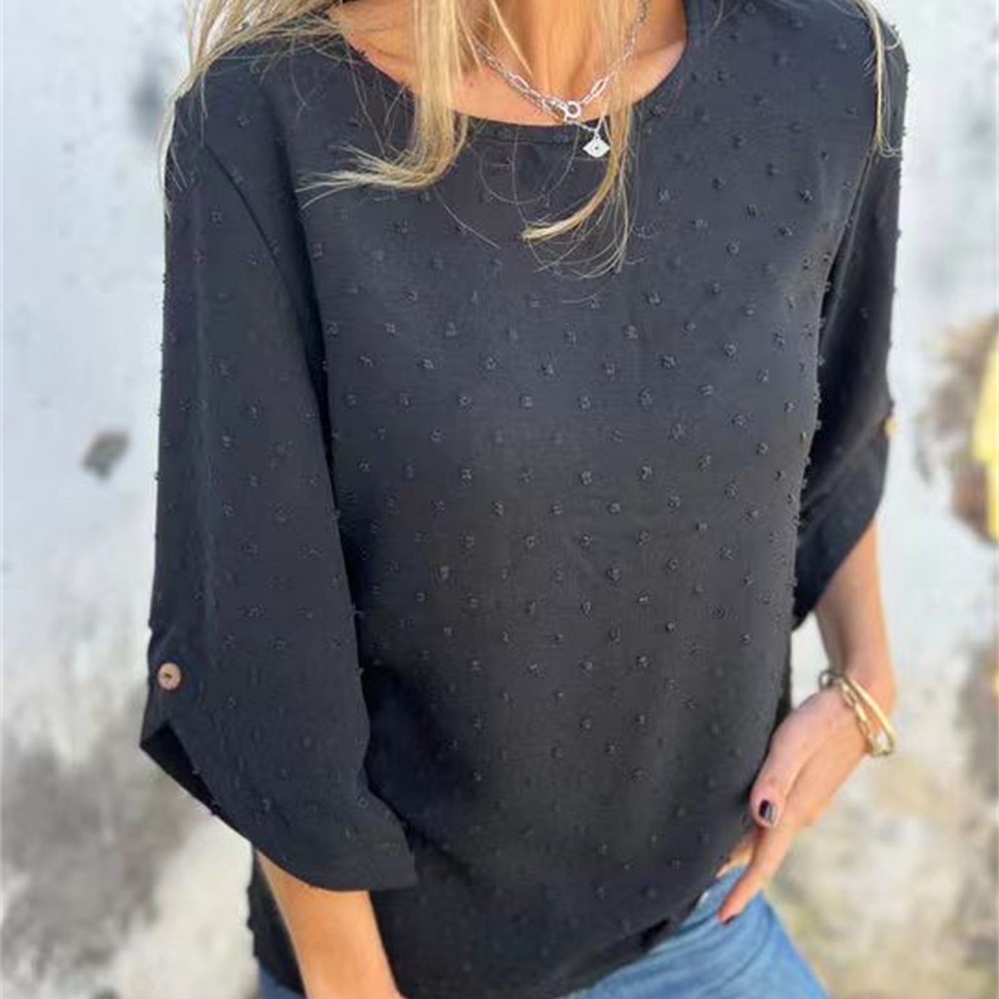 Marinette | Haut décontracté en jacquard à col rond