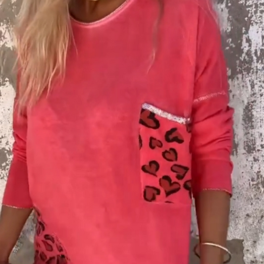 Joyce™ - Top Femme à Col Rond et Manches Longues Ample