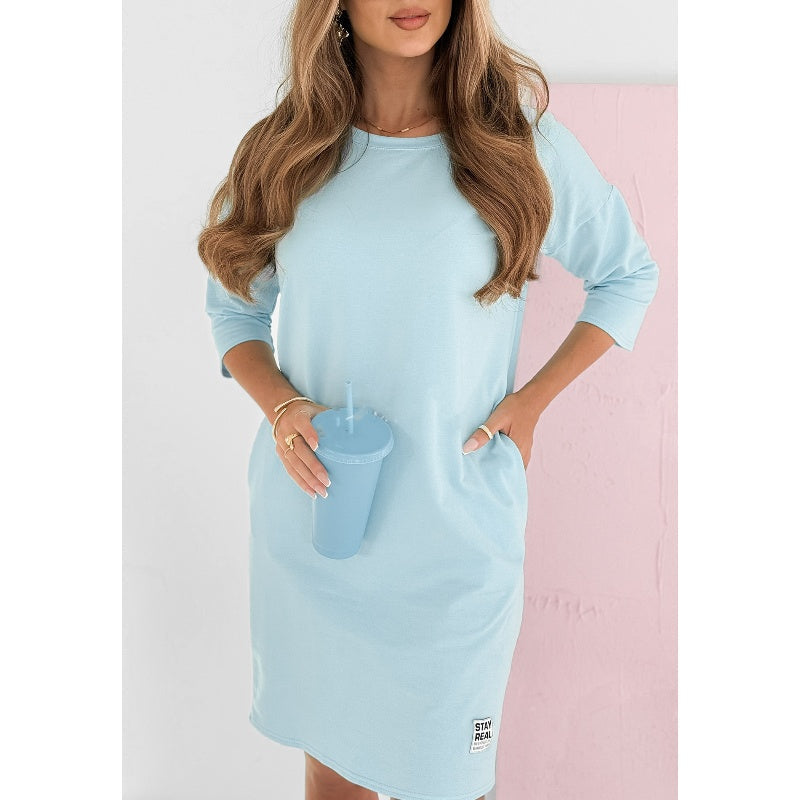 Lieka | Robe à Col Rond et Manches 3/4 avec Poches