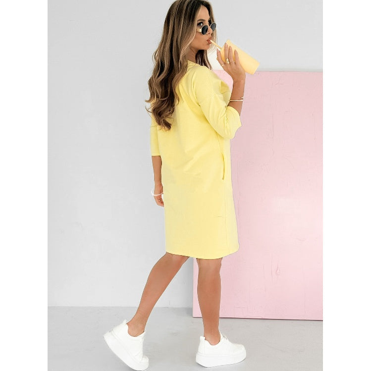 Lieka | Robe à Col Rond et Manches 3/4 avec Poches