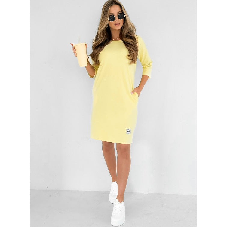 Lieka | Robe à Col Rond et Manches 3/4 avec Poches